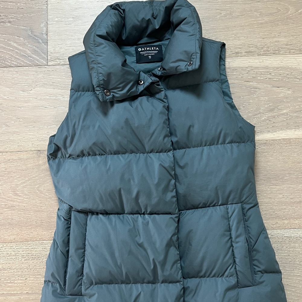 Athleta women’s downtown puffy vest, metropolis gray size extra small xs